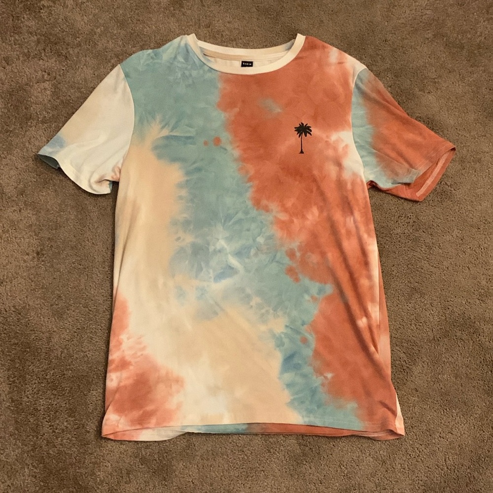 Shein Men’s Sized Small Blue/Pink/White Tie Dye Short Sleeve Shirt